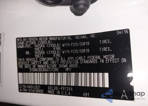 2016 Toyota Sienna Se Premium 8 Passenger from USA, damaged, VIN 5TDXK3DC6GS731280